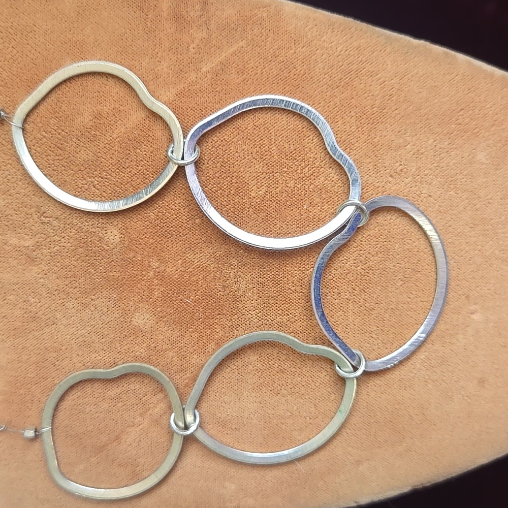 Vintage Twisted Silver Interlocking Silver Tone C… - image 2